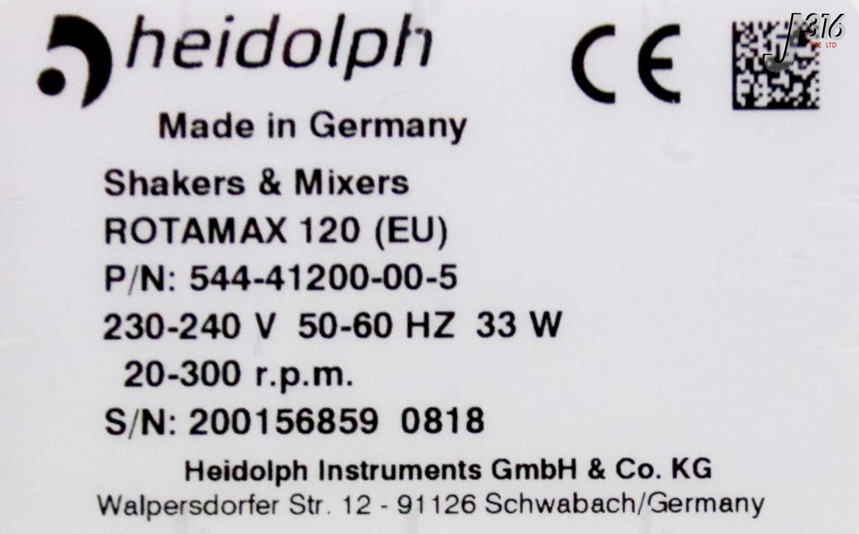 36508 HEIDOLPH ORBITAL SHAKER, 300RPM P/N: 544-41200-00-5 ROTAMAX